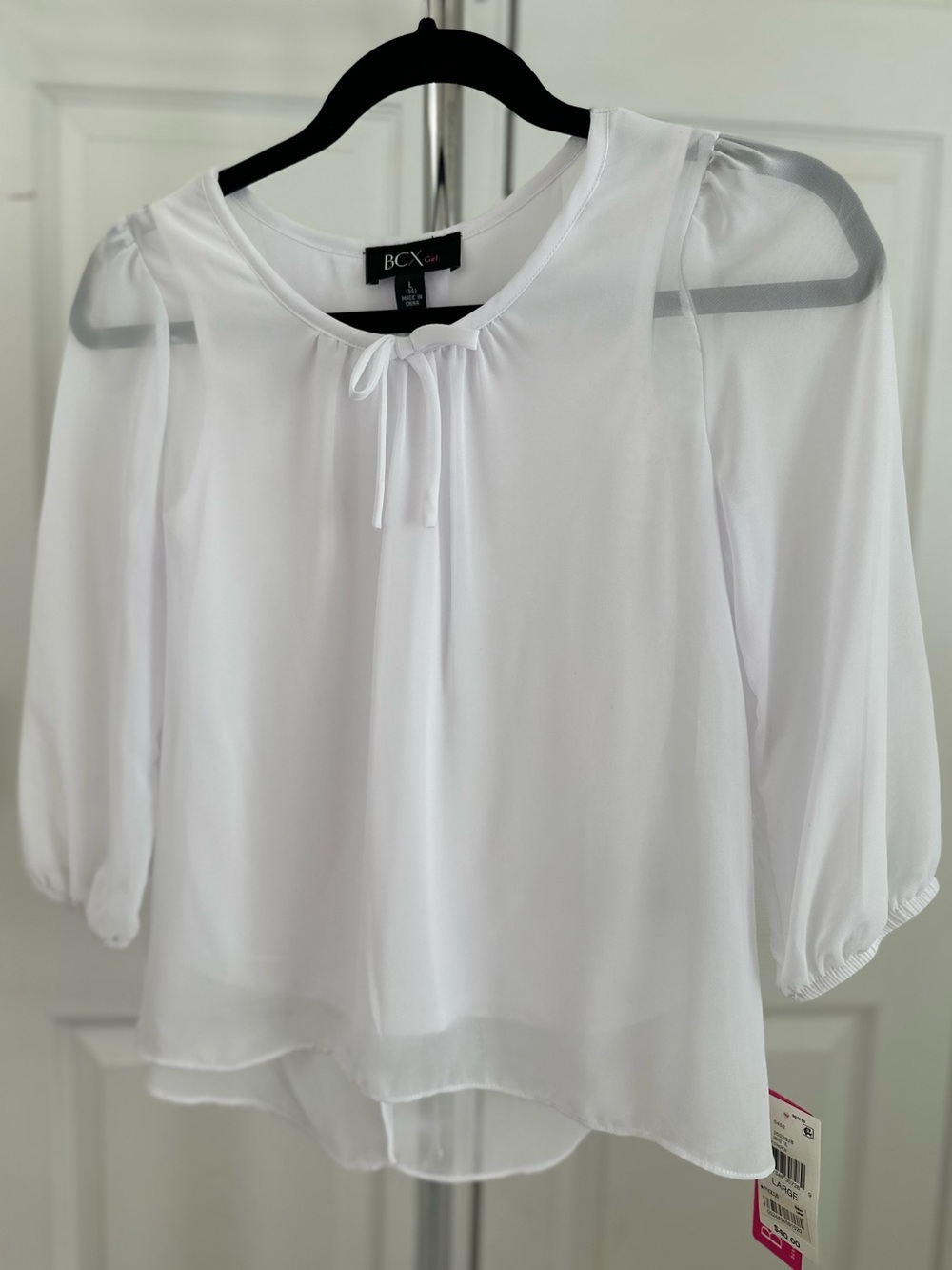 BCX Girl’s White Sheer Blouse w/ attached White Tank Blouse